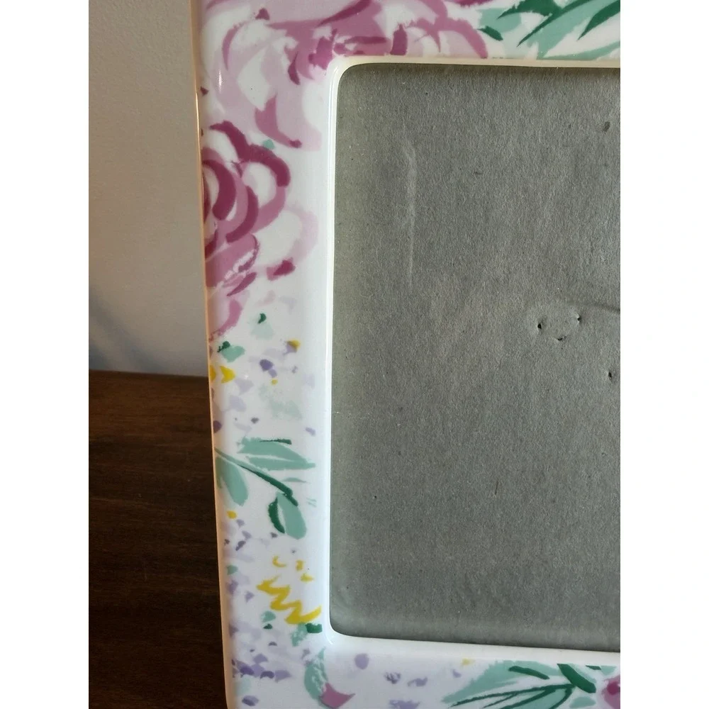 Vintage Ceramic Picture Frame Floral  90's EUC 5x7